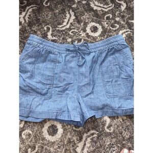 J. Crew Factory Light Blue Denim-Look Drawstring Shorts